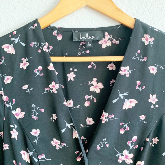 Lulu's Love Blossoms Black Floral Button-Up Dress - Picture 6 of 11